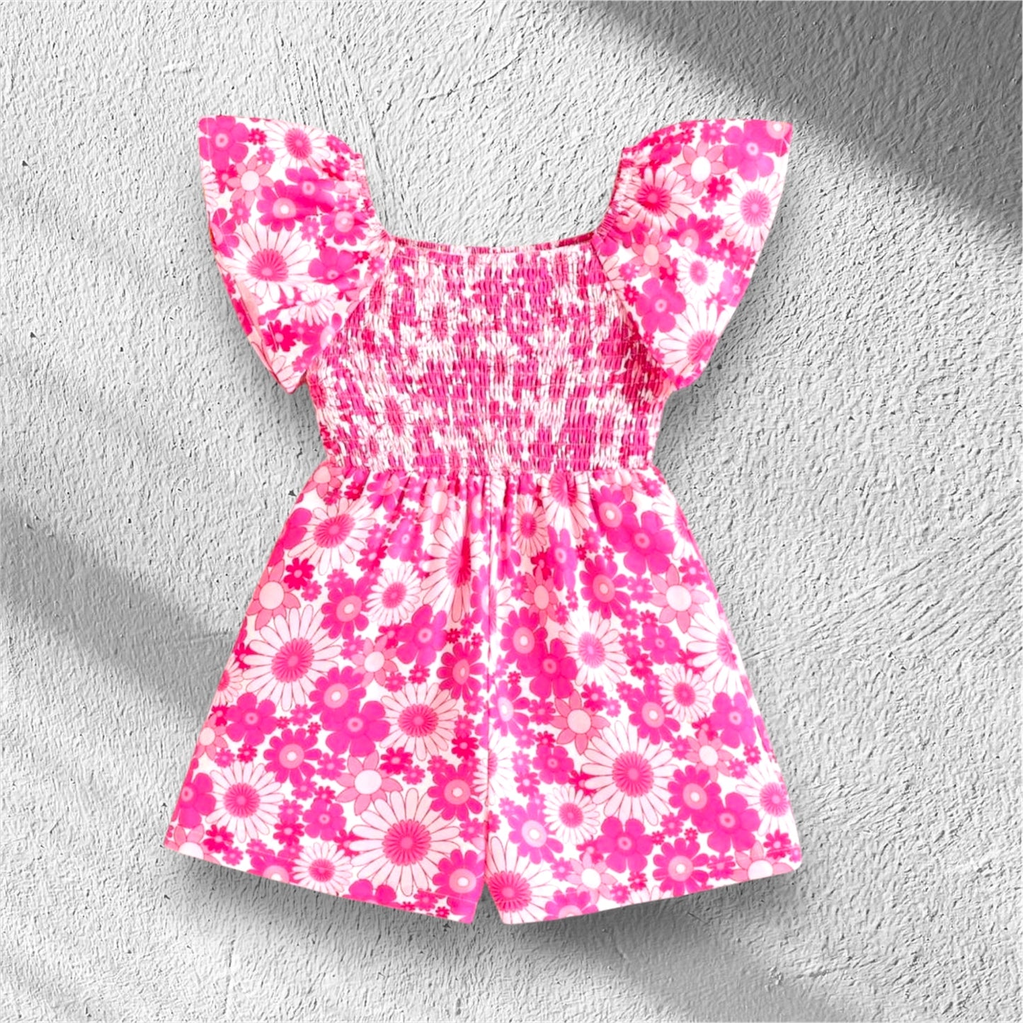 Pink Daisy Flutter Romper Girls’ Floral Summer Outfit 🌸