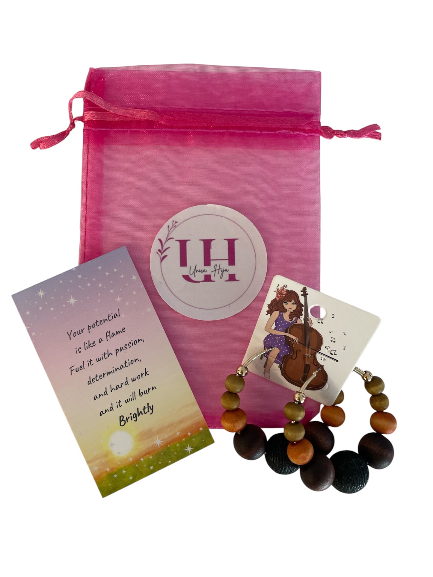 Harmony Wooden Bead Hoop Earrings