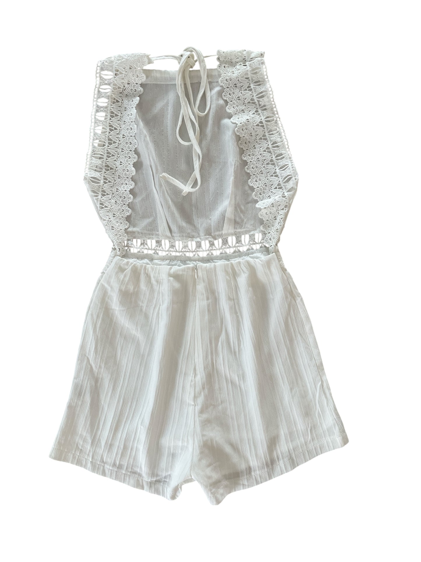 Women’s White Lace Dream Backless Jumpsuit