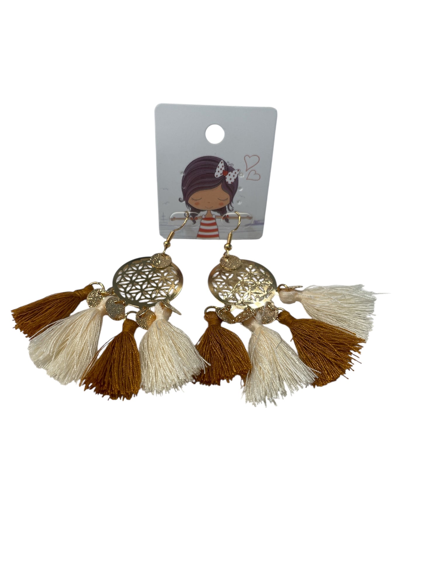 Boho Tassel Earrings – Gold & Mocha