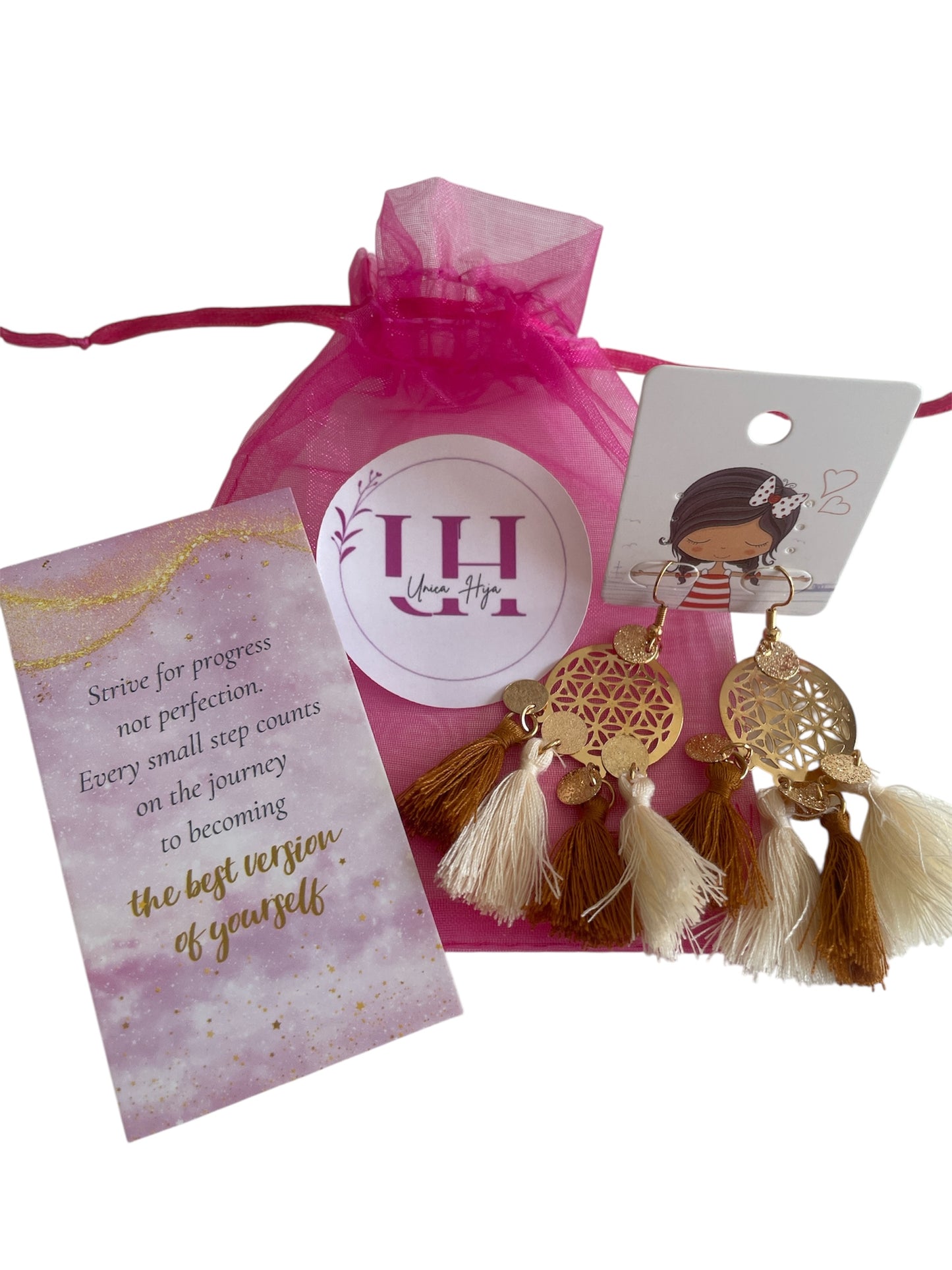 Boho Tassel Earrings – Gold & Mocha