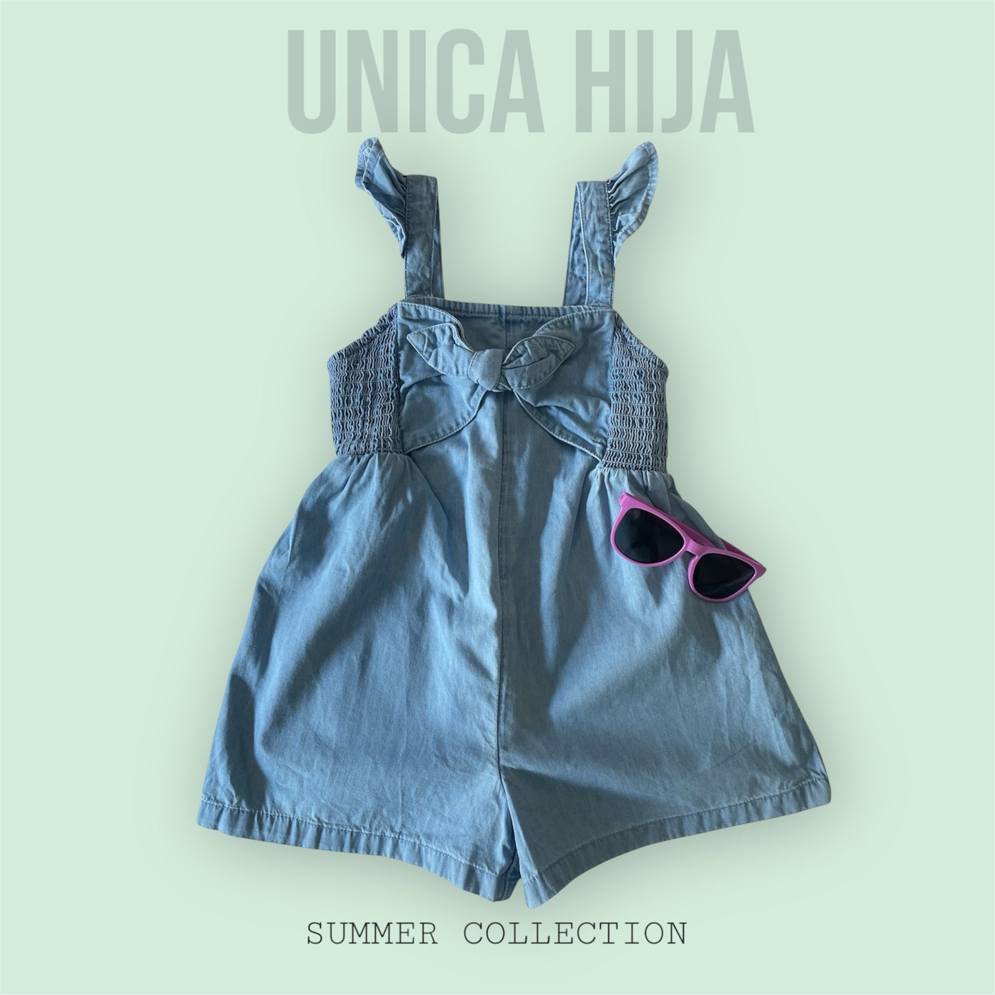 Bow Denim Romper đź’™