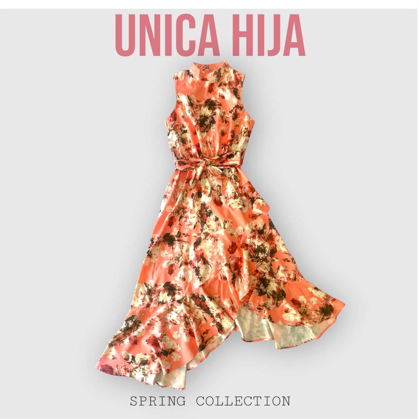 Coral Blossom Ruffle Dress