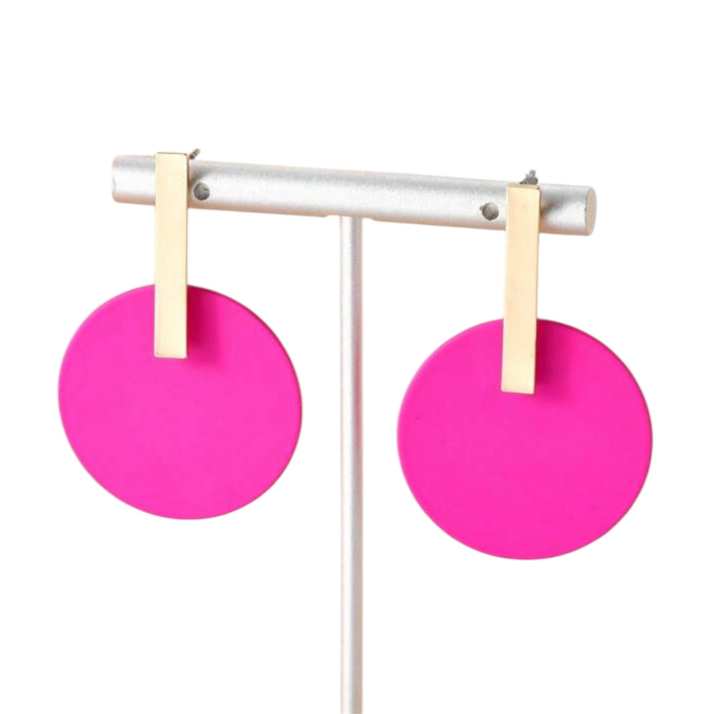 Bold Pink Disc Earrings 🩷