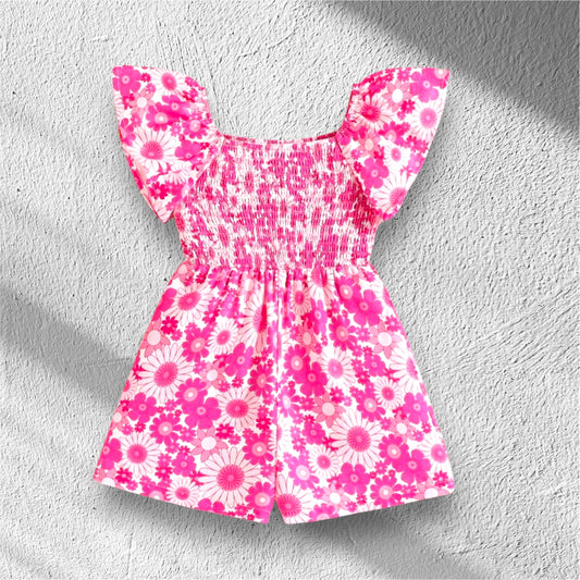 Pink Daisy Flutter Romper Girls’ Floral Summer Outfit 🌸
