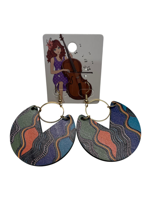 Retro Wave Statement Hoop Earrings (Multicolor Circle Design)
