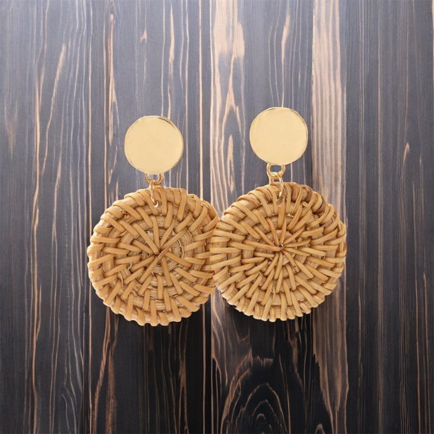 Rattan Circle Drop Earrings