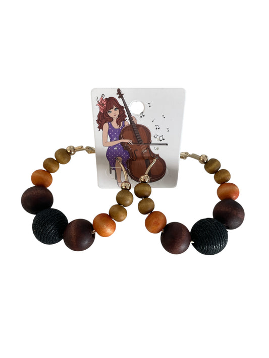 Harmony Wooden Bead Hoop Earrings