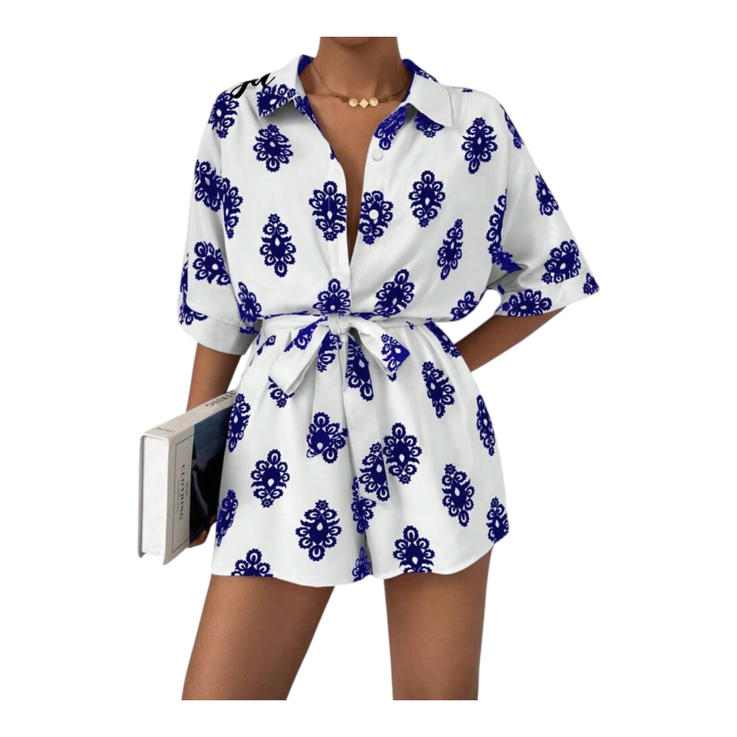 Santorini Breeze Printed Romper 💙🤍