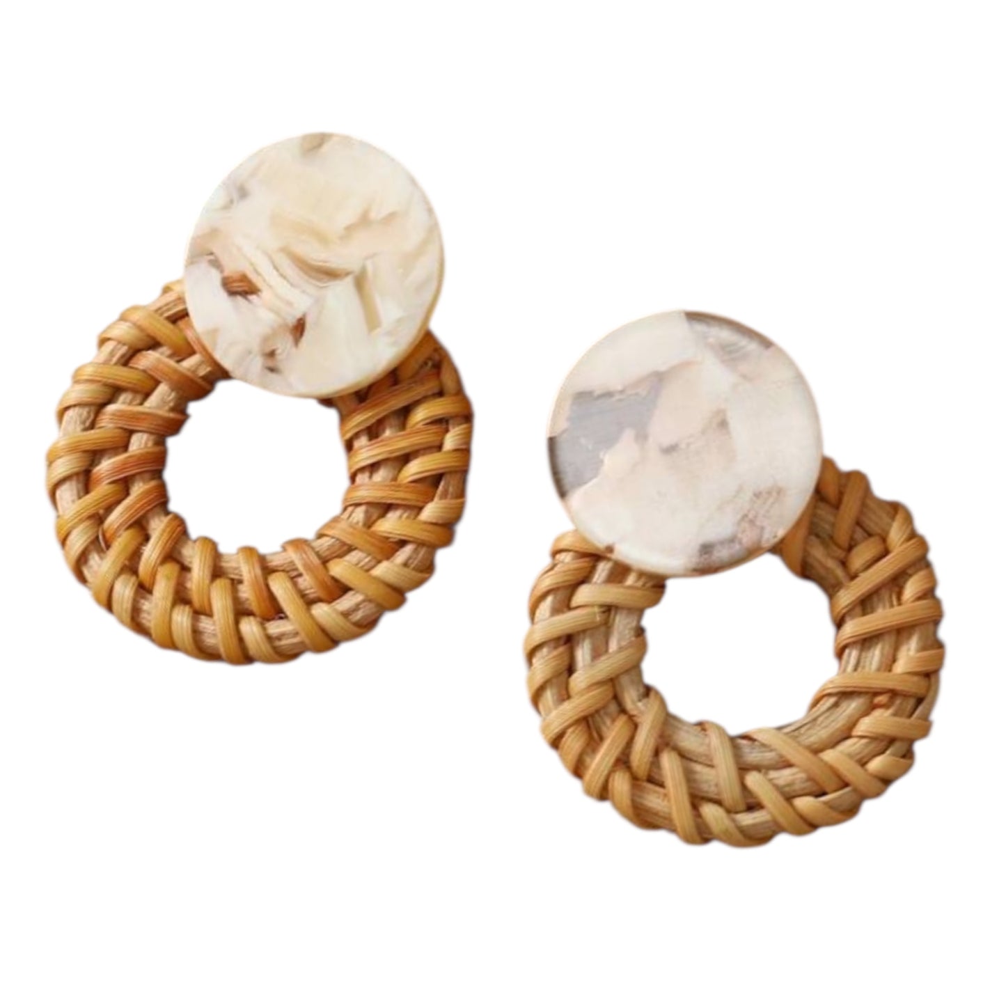 Coastal Rattan Hoop Earrings