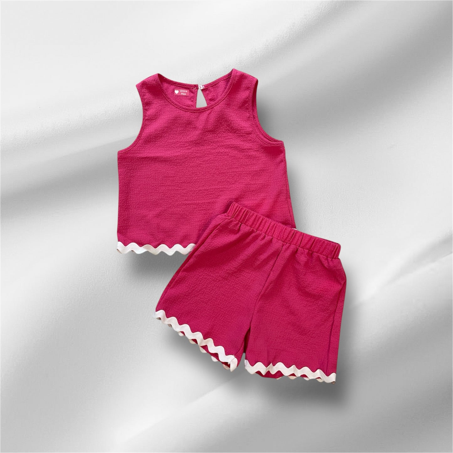 Pink Wave Trim Summer Set 🌸