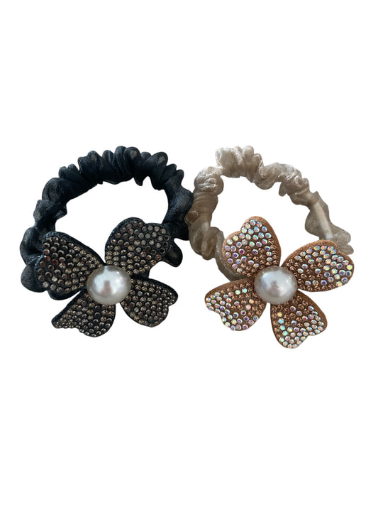 Enchanted Bloom Pearl & Crystal Hair Ties 🌸