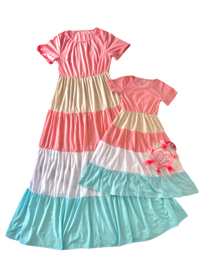 Mini Sunset Sorbet Tiered Dress 🩷👧🏼
