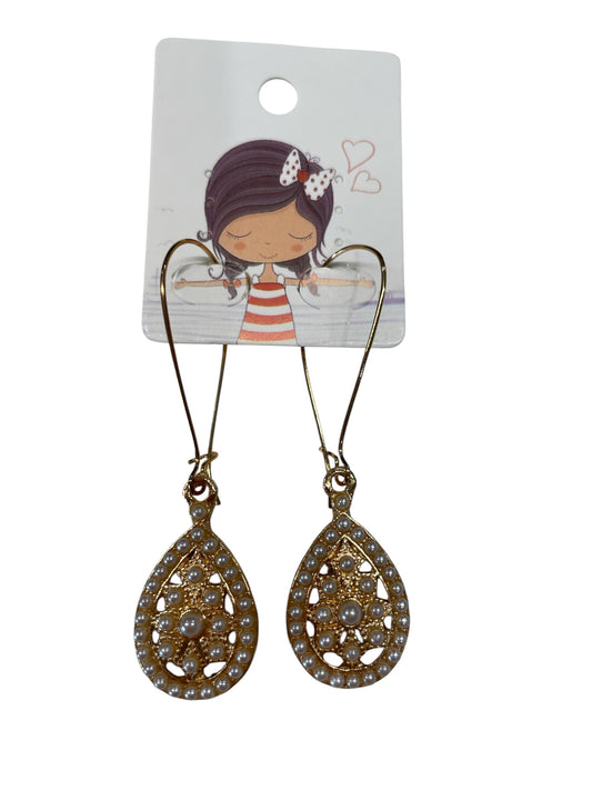 Golden Teardrop Pearl Earrings