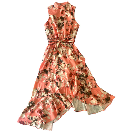 Coral Blossom Ruffle Dress