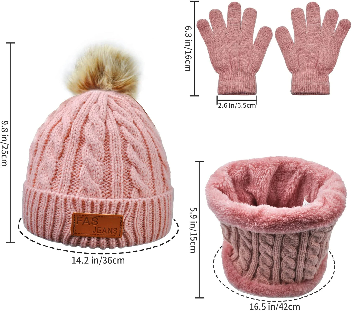 Kids Warm Fleece Hat, Scarf & Glove Set, Assorted Colors, 3-Piece